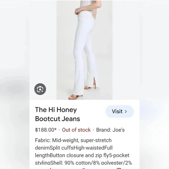 New Joe's Hi Honey 28 White Stretch Flawless High Rise Curvy Bootcut Flare - Picture 3 of 8